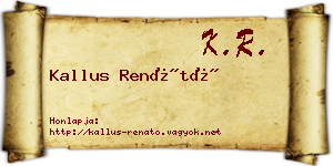 Kallus Renátó névjegykártya